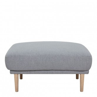 Larvik Fabric Grey Foot Stool With Oak Legs by Lavishway | Stools & Pouffes-40710