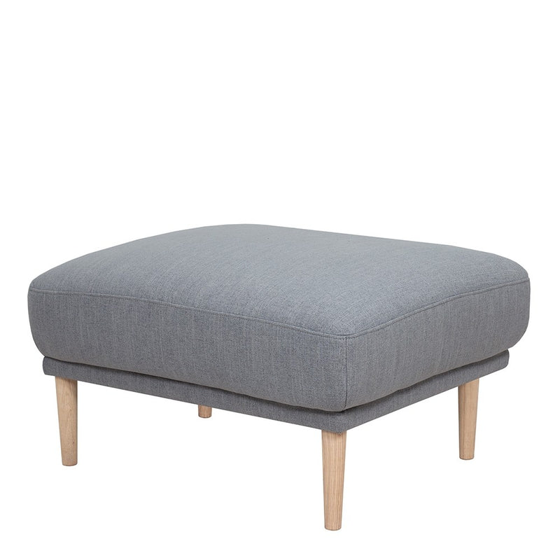 Larvik Fabric Grey Foot Stool With Oak Legs by Lavishway | Stools & Pouffes-40709