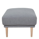 Larvik Fabric Grey Foot Stool With Oak Legs by Lavishway | Stools & Pouffes-40708