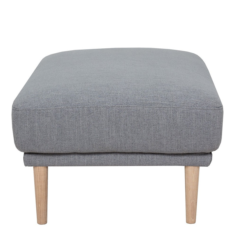 Larvik Fabric Grey Foot Stool With Oak Legs by Lavishway | Stools & Pouffes-40708