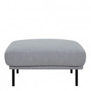 Larvik Fabric Grey Footstool with Black Legs by Lavishway | Stools & Pouffes-40713