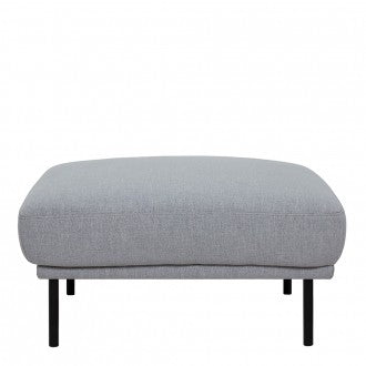 Larvik Fabric Grey Footstool with Black Legs by Lavishway | Stools & Pouffes-40713