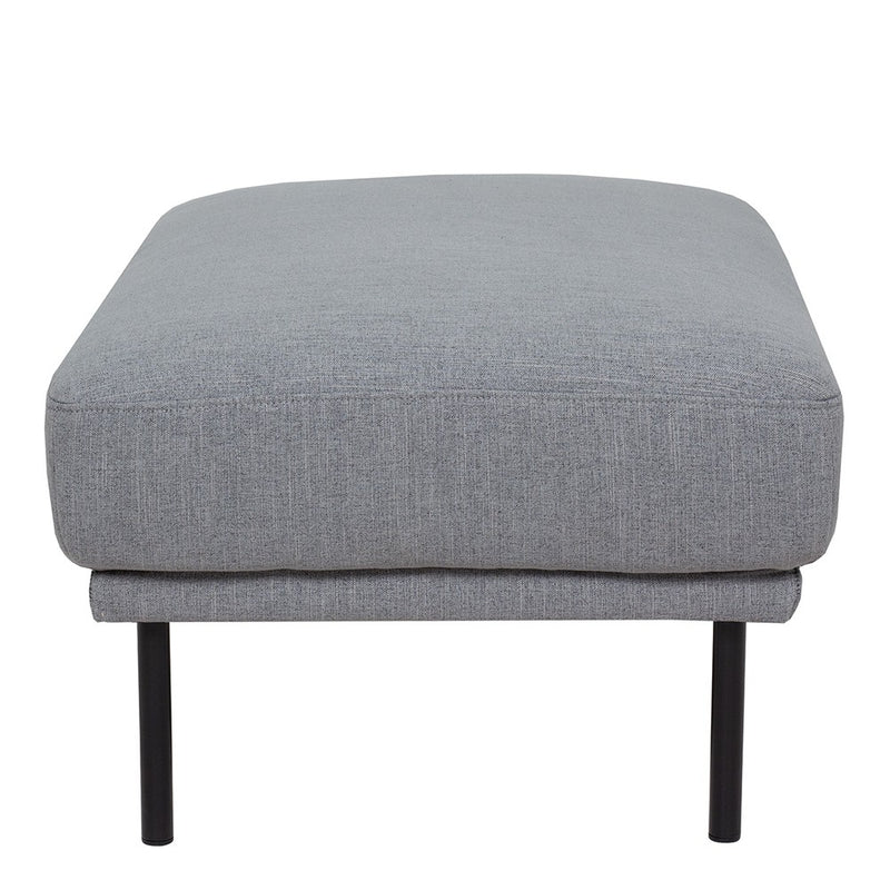 Larvik Fabric Grey Footstool with Black Legs by Lavishway | Stools & Pouffes-40715