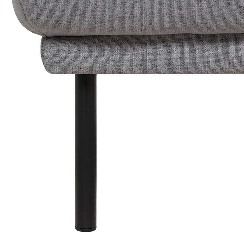 Larvik Fabric Grey Footstool with Black Legs by Lavishway | Stools & Pouffes-40716