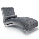 Dorchester Grey Velvet Tufted Luxury Chaise by Lavishway | Chaise Lounges-37389