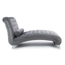 Dorchester Grey Velvet Tufted Luxury Chaise by Lavishway | Chaise Lounges-37388