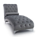 Dorchester Grey Velvet Tufted Luxury Chaise by Lavishway | Chaise Lounges-37385