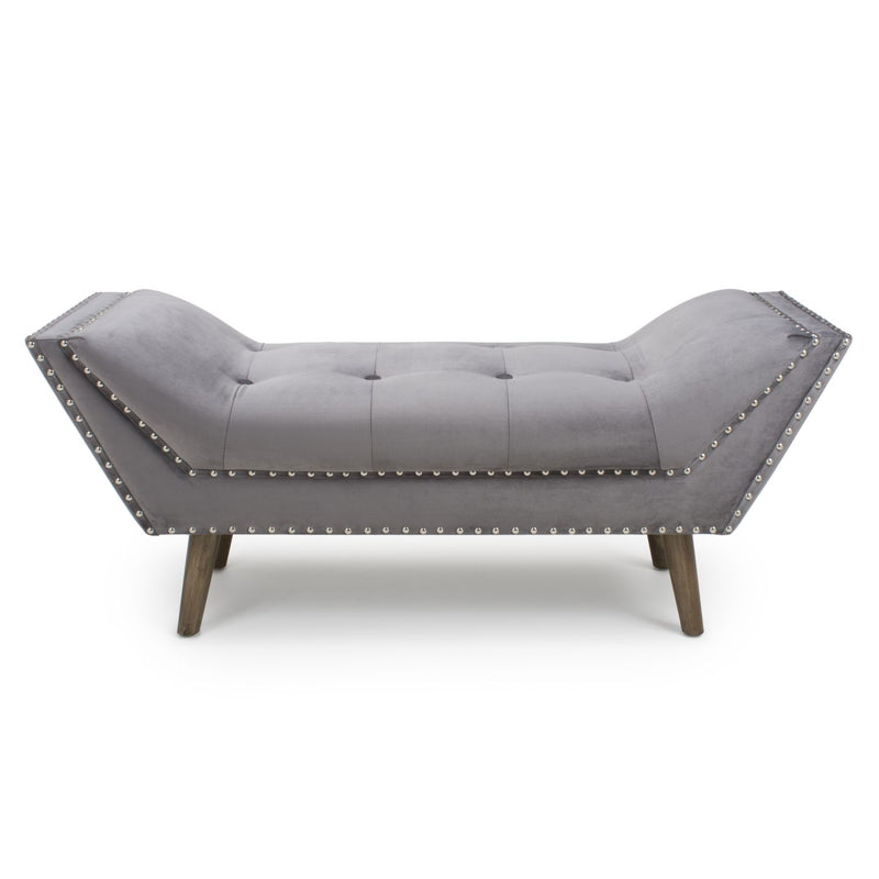 Mulberry Buttoned Grey Velvet Chaise Lounge by Lavishway | Chaise Lounges-37346