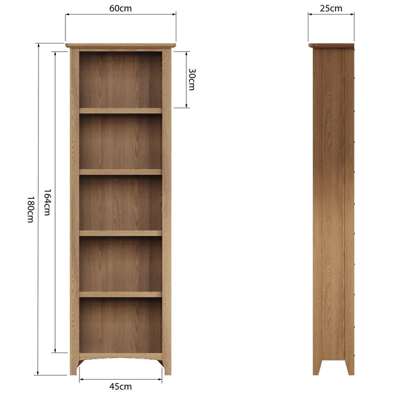 Guildford Solid Oak Large Narrow Bookcase by Lavishway | Book Shelves and Cabinets-32032