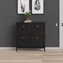 Barcelona Black 4 Tilting Doors Shoe Cabinet by Lavishway | Shoe Cabinets-30263