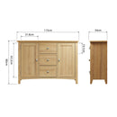 Guildford Solid Oak 2 Doors Large Sideboard by Lavishway | Sideboards-32015