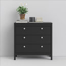 Madrid Matt Black 3 Chest Of Drawers by Lavishway | Chest Of Drawers-29936