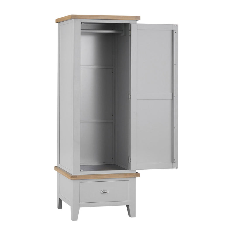 Tattershall Oak Top Single Wardrobe in Grey by Lavishway | Wardrobe-36005