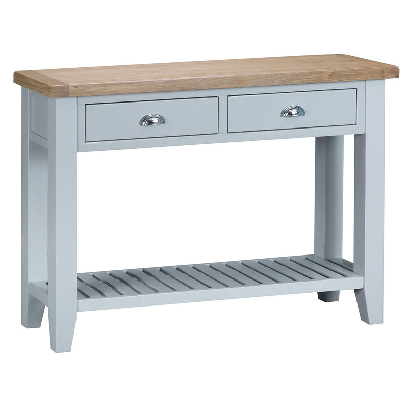 Tattershall Oak Top Grey Large Console Table by Lavishway | Hallway Console Table-33100