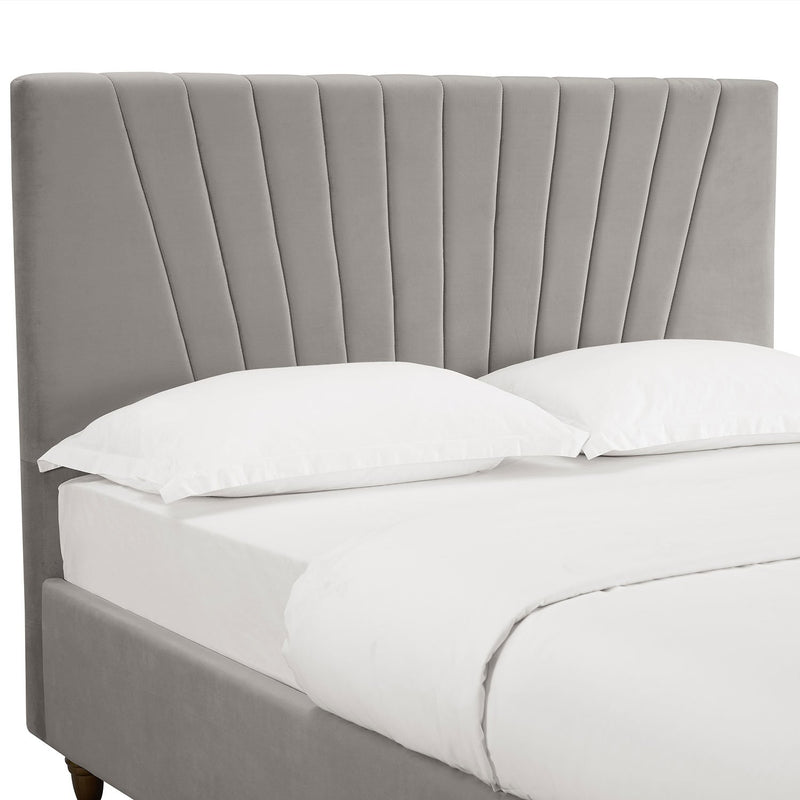 Lexie Wooden Effect Legs Velvet Double Bed by Lavishway | Velvet Bed-35622