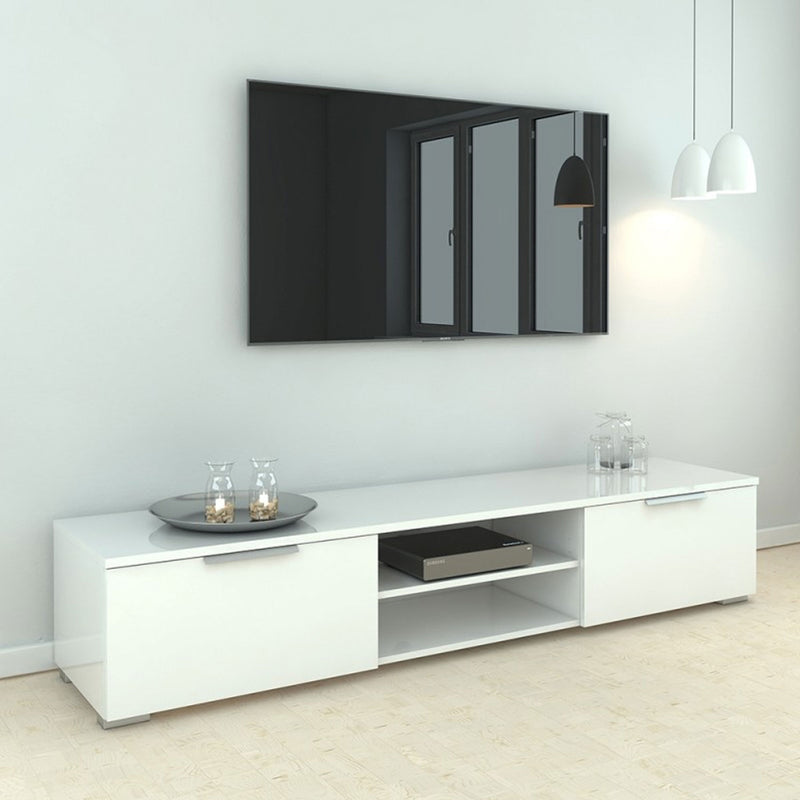 Match White High Gloss 2 Drawers TV Unit by Lavishway | TV Units Cabinets-29454