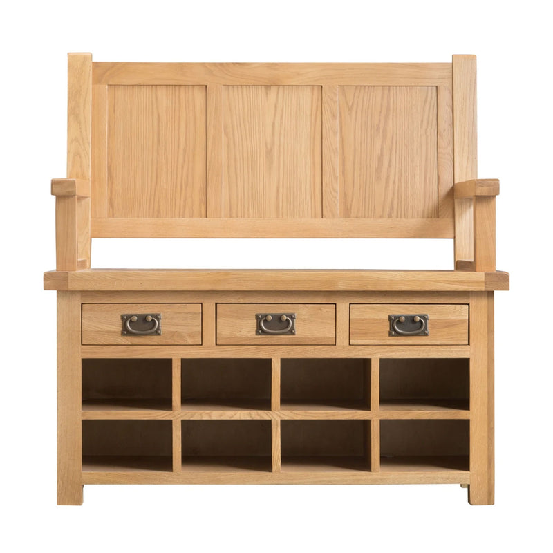 Chunky Oak 2 Cabinets Monks Bench by Lavishway | Benches & Storage Benches-32501