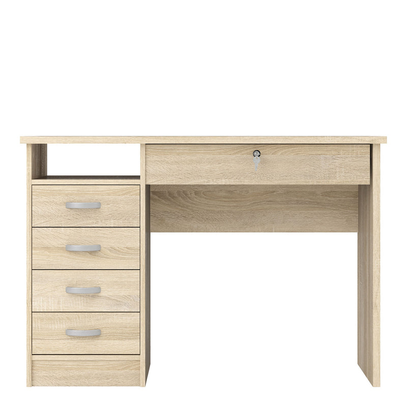 Function Plus Oak Finish 5 Drawers Desk by Lavishway | Desk Pedestals-29594