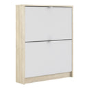 Shoes Oak & White 2 Tilting Door Shoe Cabinet by Lavishway | Shoe Cabinets-29064