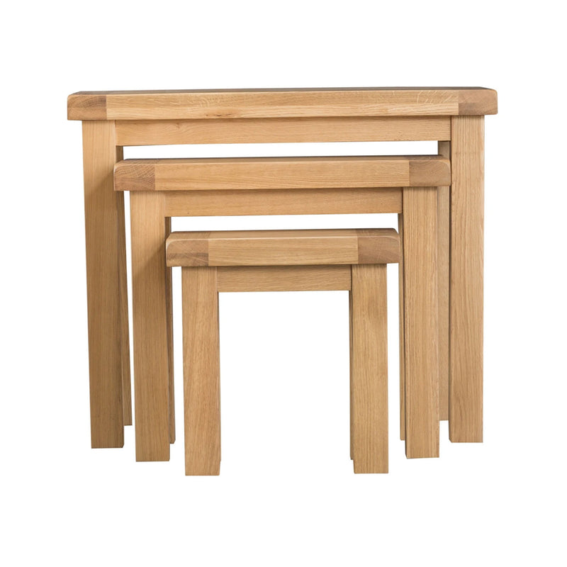 Chunky Oak Planed Smooth Nest of 3 Tables by Lavishway | Nest of Tables-32509