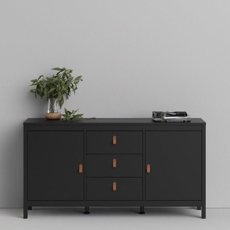 Barcelona Black 3 Drawers Wooden Sideboard by Lavishway | Sideboards-30279