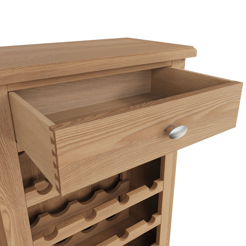 Guildford Solid Oak Wine Cabinet by Lavishway | Wine Racks-31906