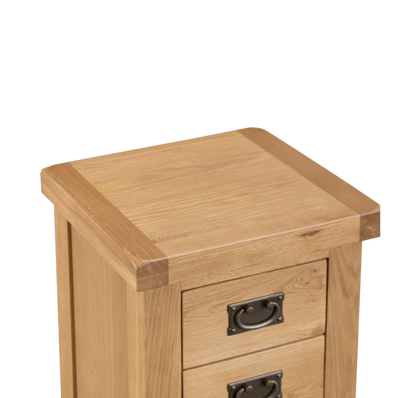 Chunky Oak 3 Drawer Small Bedside Cabinet by Lavishway | Bedside Tables-37291