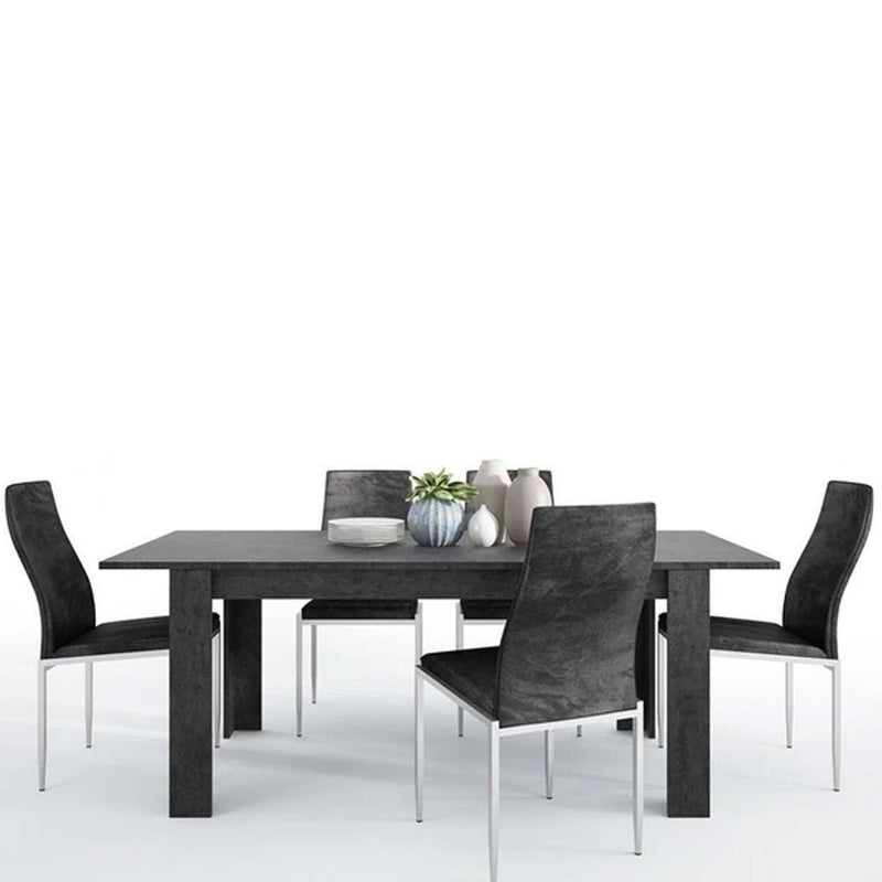 Zingaro Dining Table with 6 Black Chairs by Lavishway | Dining Table Set-42343