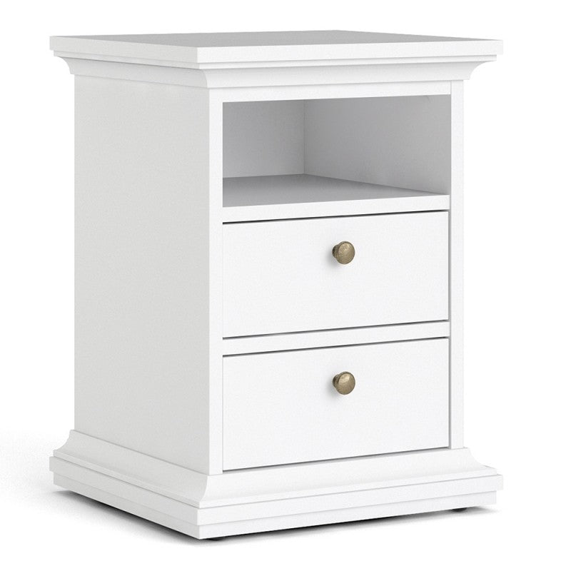 Paris White 2 Drawers Bedside Table by Lavishway | Bedside Tables-29362