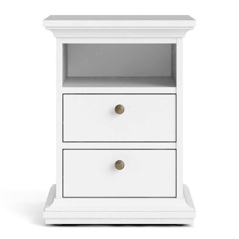Paris White 2 Drawers Bedside Table by Lavishway | Bedside Tables-29361