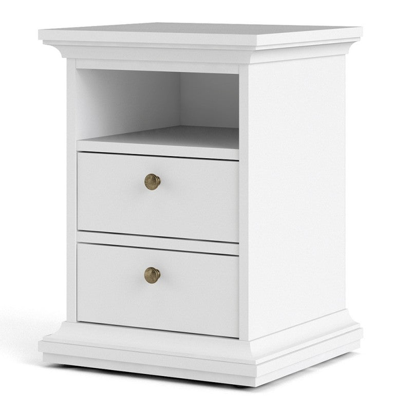 Paris White 2 Drawers Bedside Table by Lavishway | Bedside Tables-29360