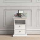 Paris White 2 Drawers Bedside Table by Lavishway | Bedside Tables-29357