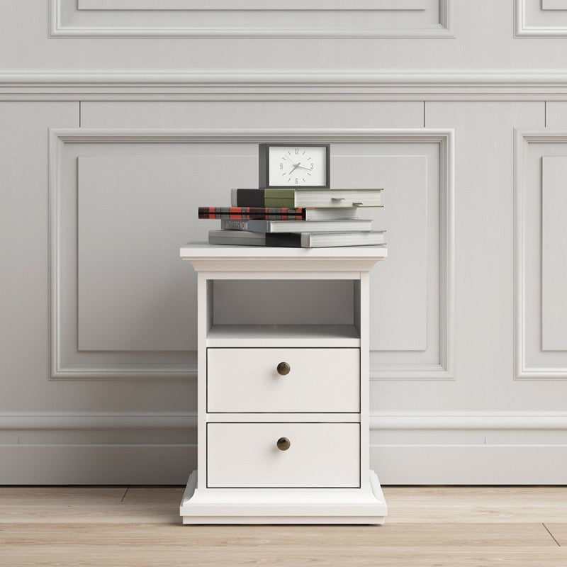 Paris White 2 Drawers Bedside Table by Lavishway | Bedside Tables-29357