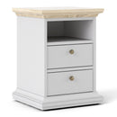 Paris Bedside 2 Drawers in White and Oak by Lavishway | Bedside Tables-42204