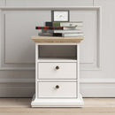 Paris Bedside 2 Drawers in White and Oak by Lavishway | Bedside Tables-42202