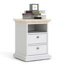 Paris Bedside 2 Drawers in White and Oak by Lavishway | Bedside Tables-42205