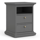 Paris Bedside 2 Drawers in Matt Grey by Lavishway | Bedside Tables-42214