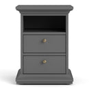 Paris Bedside 2 Drawers in Matt Grey by Lavishway | Bedside Tables-42212