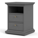 Paris Bedside 2 Drawers in Matt Grey by Lavishway | Bedside Tables-42213