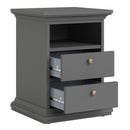 Paris Bedside 2 Drawers in Matt Grey by Lavishway | Bedside Tables-42211