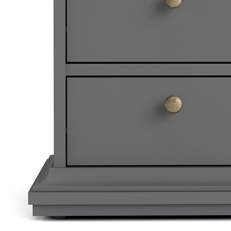 Paris Bedside 2 Drawers in Matt Grey by Lavishway | Bedside Tables-42215