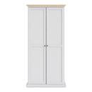 Paris 2 Doors Wardrobe in White and Oak by Lavishway | Wardrobe-42116