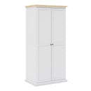 Paris 2 Doors Wardrobe in White and Oak by Lavishway | Wardrobe-42117