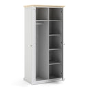 Paris 2 Doors Wardrobe in White and Oak by Lavishway | Wardrobe-42118