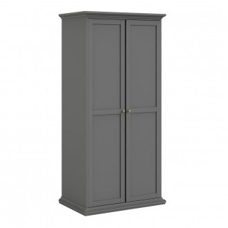 Paris 2 Doors Wardrobe in Matt Grey by Lavishway | Wardrobe-42124