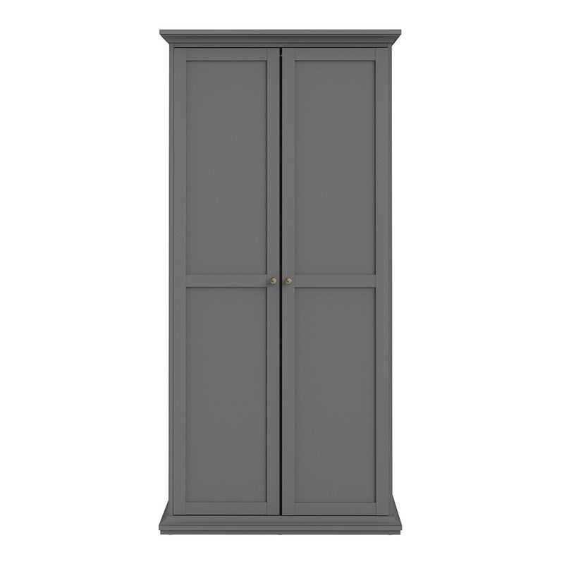 Paris 2 Doors Wardrobe in Matt Grey by Lavishway | Wardrobe-42123