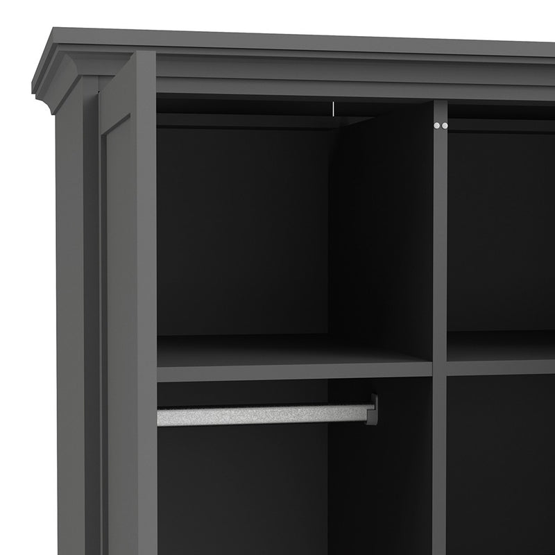 Paris 2 Doors Wardrobe in Matt Grey by Lavishway | Wardrobe-42126