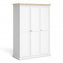 Paris 3 Doors Wardrobe in White and Oak by Lavishway | Wardrobe-42089