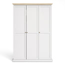 Paris 3 Doors Wardrobe in White and Oak by Lavishway | Wardrobe-42087