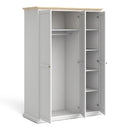 Paris 3 Doors Wardrobe in White and Oak by Lavishway | Wardrobe-42088